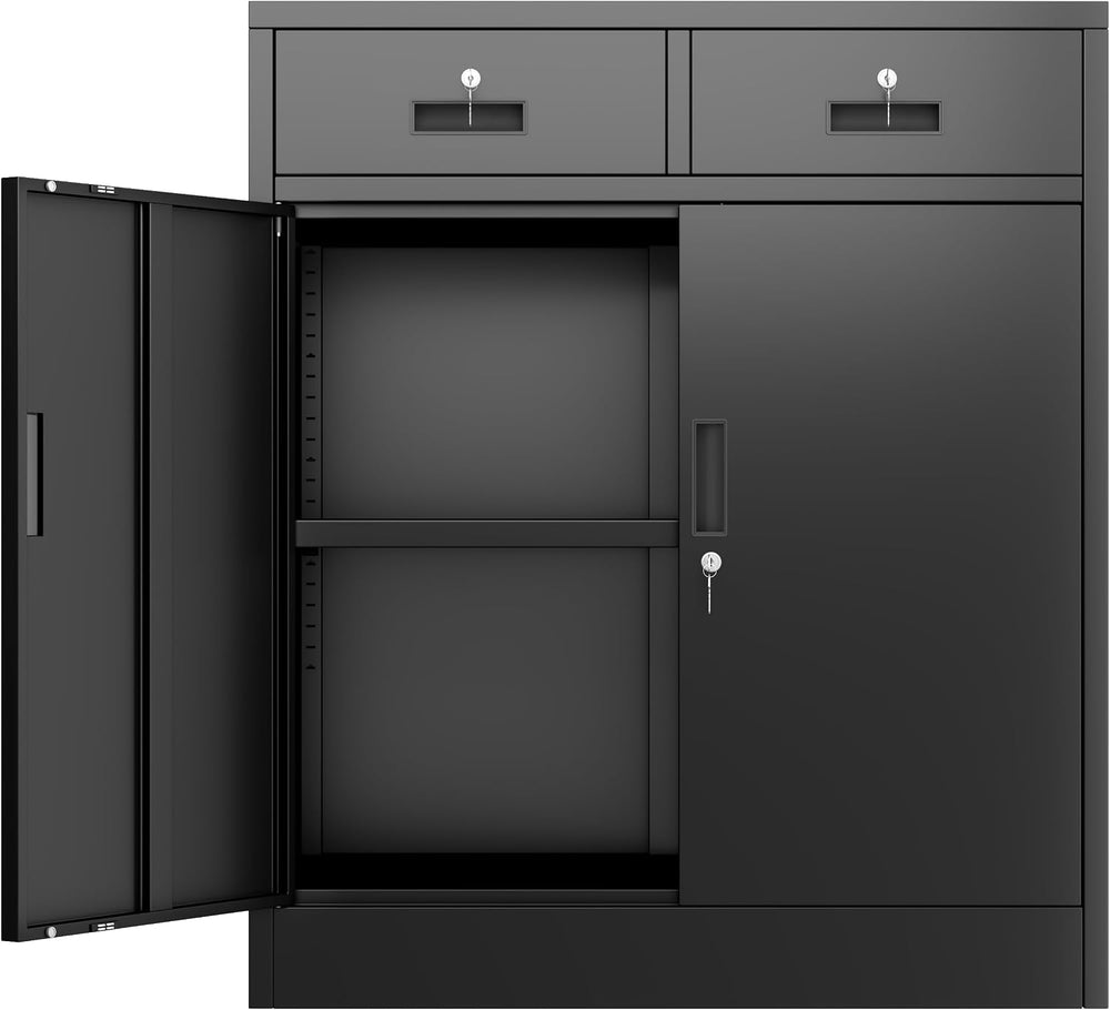 BESFUR Metal Storage Cabinet, Garage Storage Cabinet with 2 Drawers and Adjus...