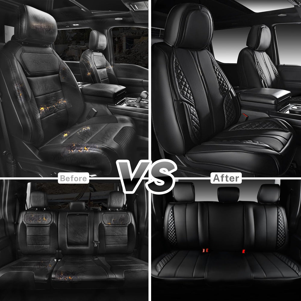 CAR PASS Nappa Leather Car Seat Covers Full Set, Luxury Seat Protector for Ca...