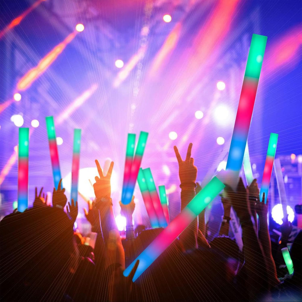 SHQDD 56PCS Foam Glow Sticks Bulk, Light up Foam Sticks with 3 Modes of Color...