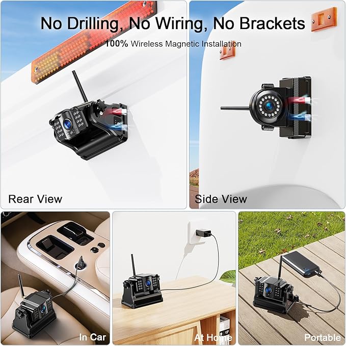 Fookoo 1080P 10" Magnetic Wireless Backup Camera 10" HD Split Scree...