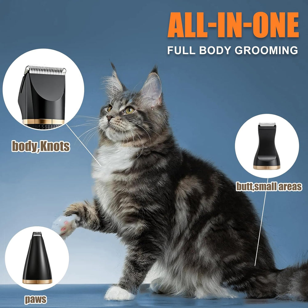 Cat Grooming Clippers Kit with Paw Trimmer, 3 in 1 Electric Pet Hair Trimmer ...