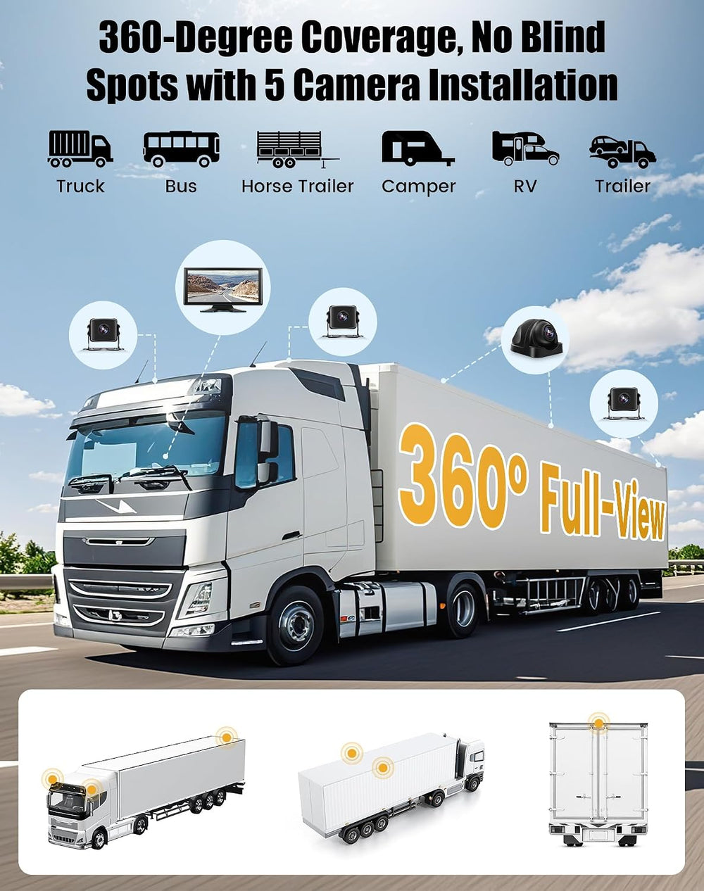 Wired Backup Camera System for Truck/RV, 10.36" HD Touch Screen Monitor