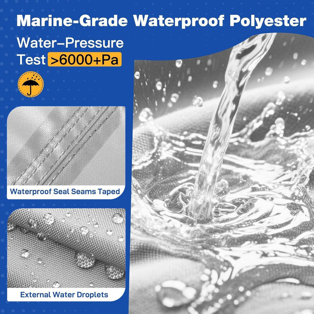 1200D Waterproof Boat Cover 20'-22' L X 100" Beam Width, Gray