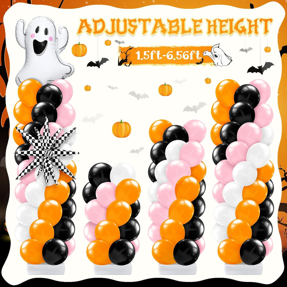 Kasyat 2 Sets Pink and Orange Halloween Balloon Arch Kit with Ghost Black Whi...