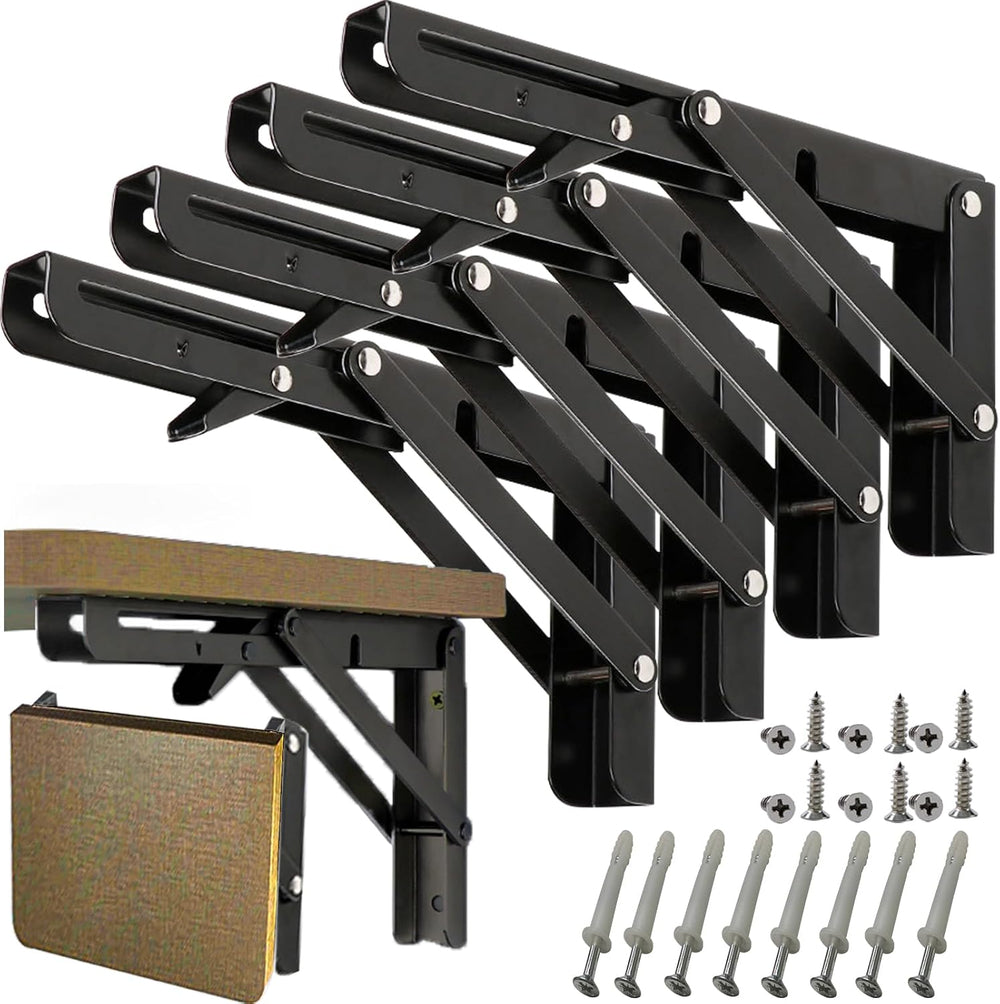 16 Inch Folding Shelf Brackets 4 Pack - 90° Lock Wall Mounted Collapsible