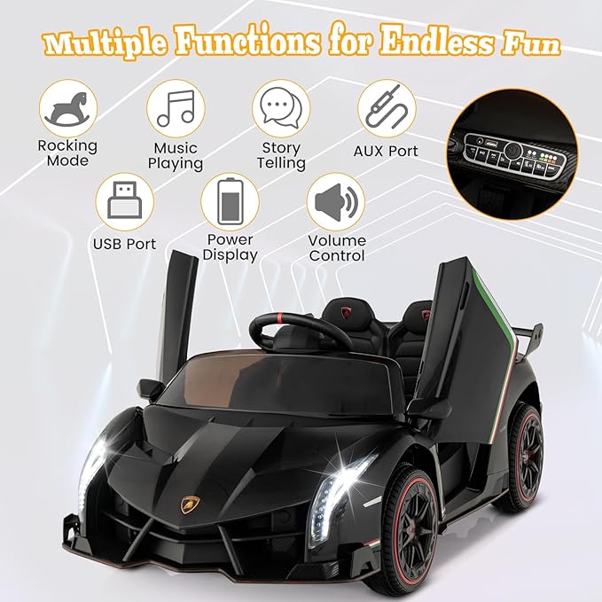 Costzon Ride on Car, Lamborghini Licensed 12V Battery Powered 4WD Sports Car