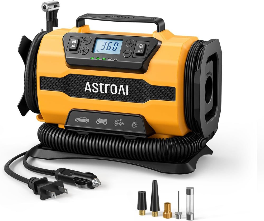 AstroAI Tire Inflator Portable Air Compressor, 12V DC/120V AC Dual Power