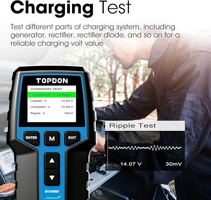 Car Battery Tester 24V 12V Load Tester, TOPDON BT200 100-2000CCA Automotive