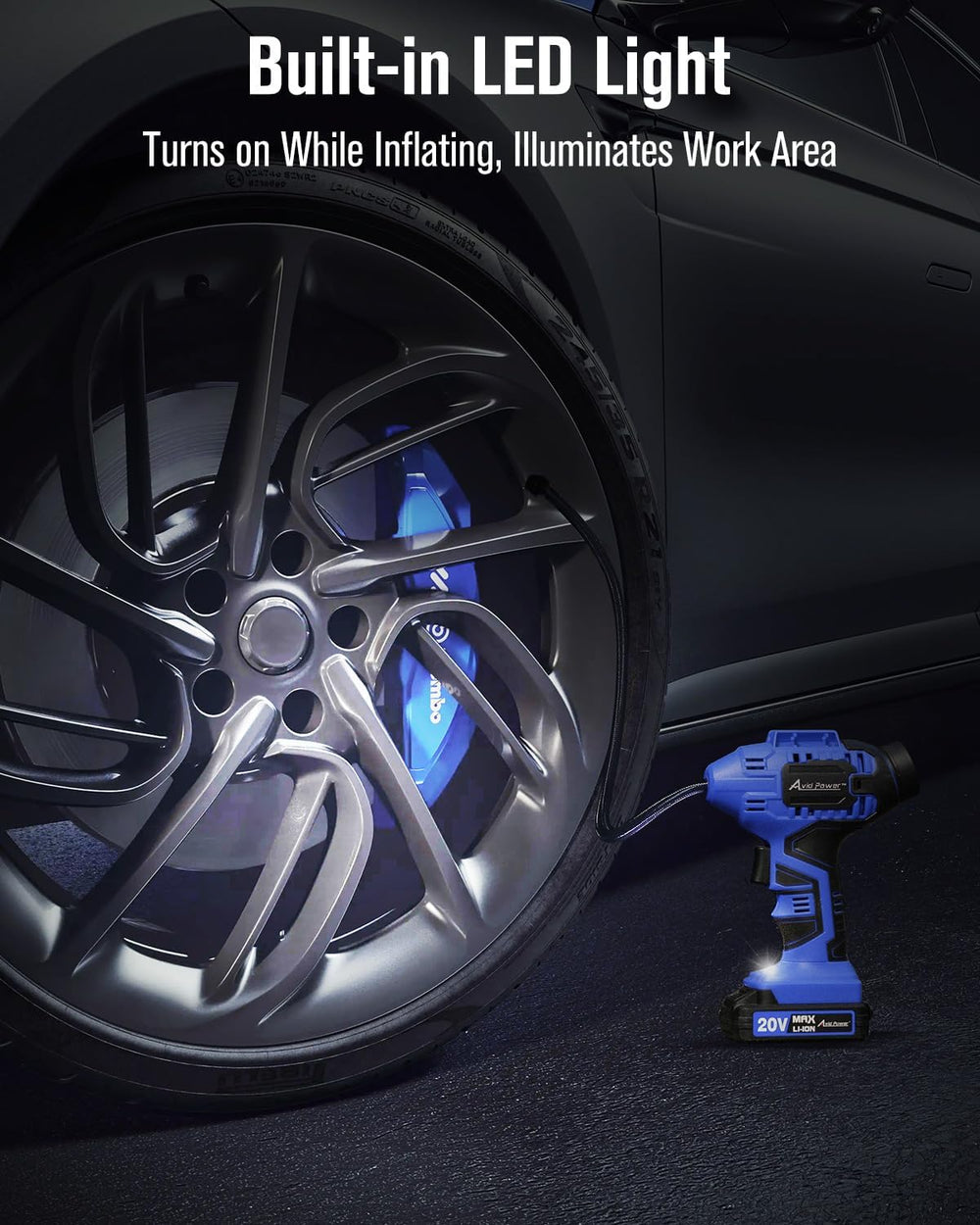 AVID POWER Cordless Tire Inflator Portable Air Compressor, 20V Tire Pump