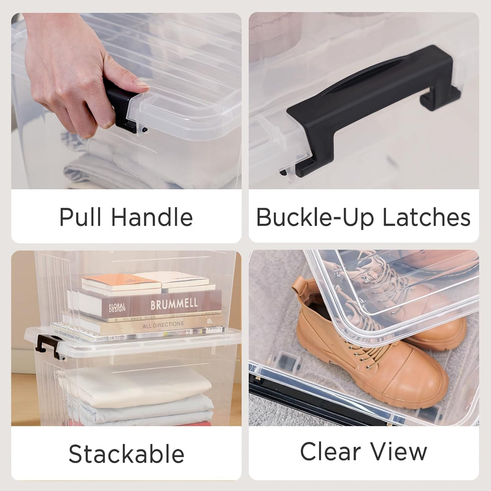 Citylife 22 Quart Clear Plastic Storage Bins with Lids 6-Pack