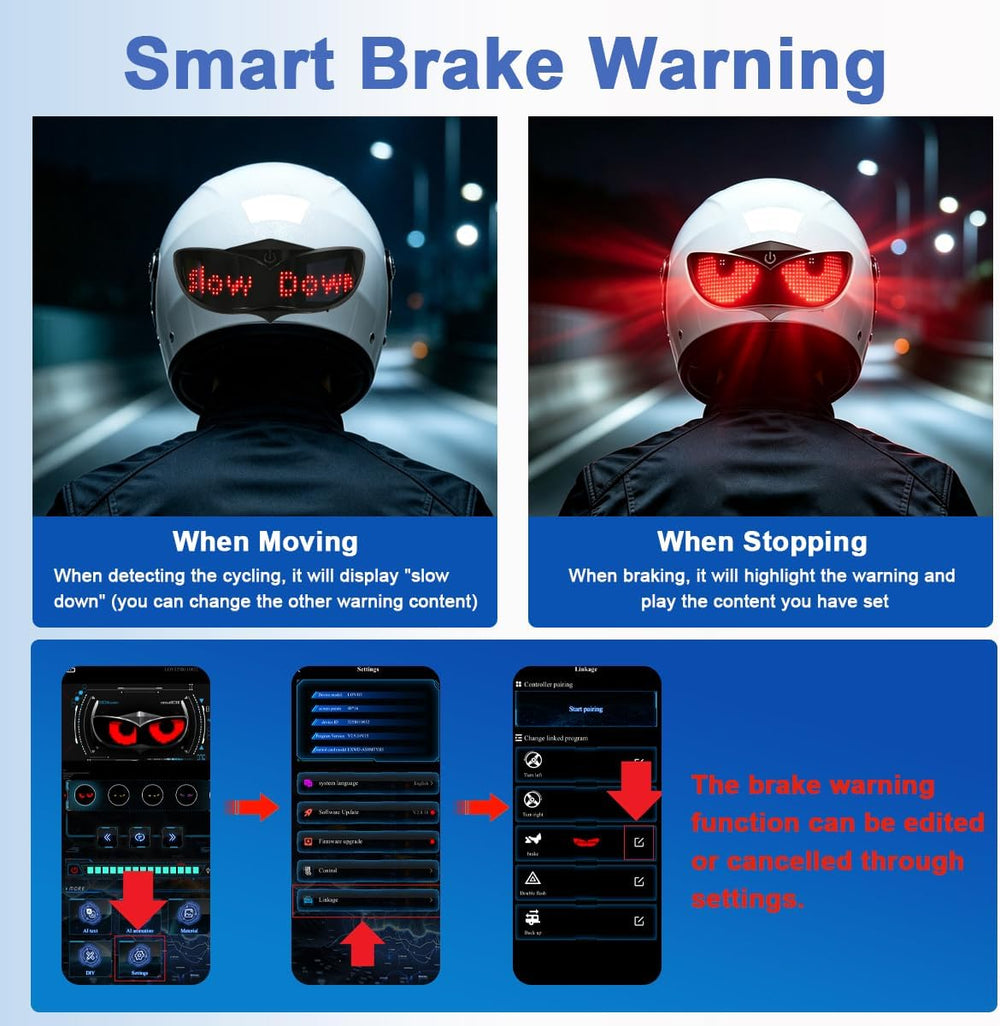Crelander LED Helmet Light, App Controlled Smart Motorcycle Helmet Light, Wat...