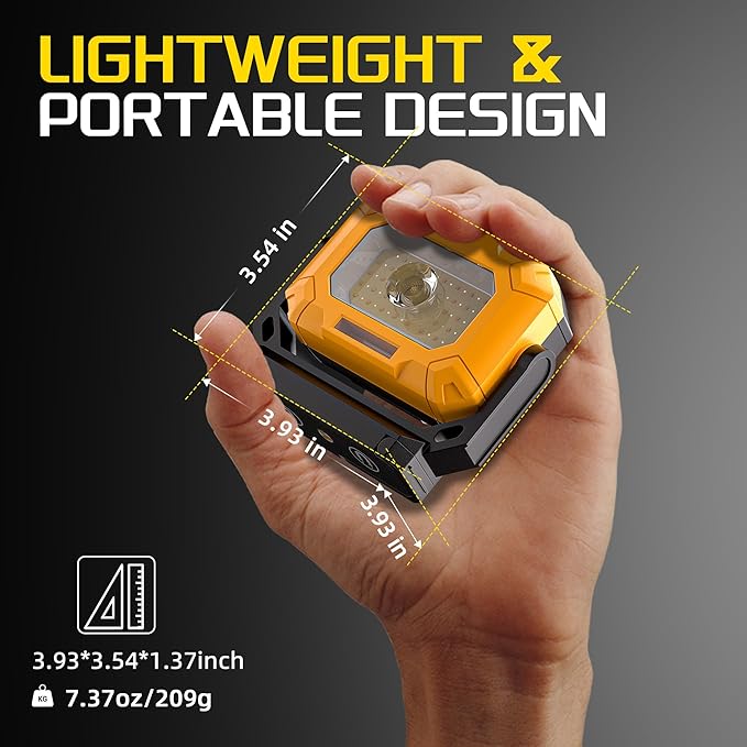 2 Pack Magnetic Work Light, 1500LM led work light, 4000mAh Rechargeable Work