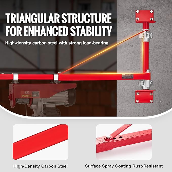 VEVOR Wall Mount Jib Crane, 660 lbs Max Load Capacity Electric Scaffolding Lift