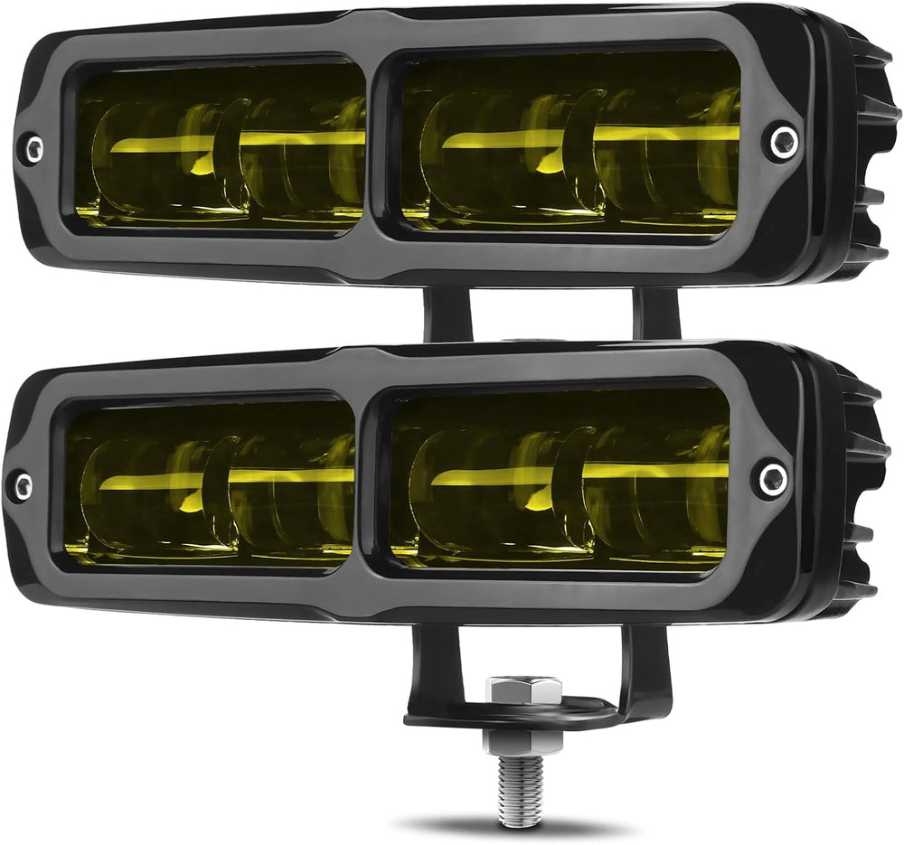 DERI 6 Inch LED Light Bar, 2PCS Yellow Amber 4000K Spot Fog Pods Lights
