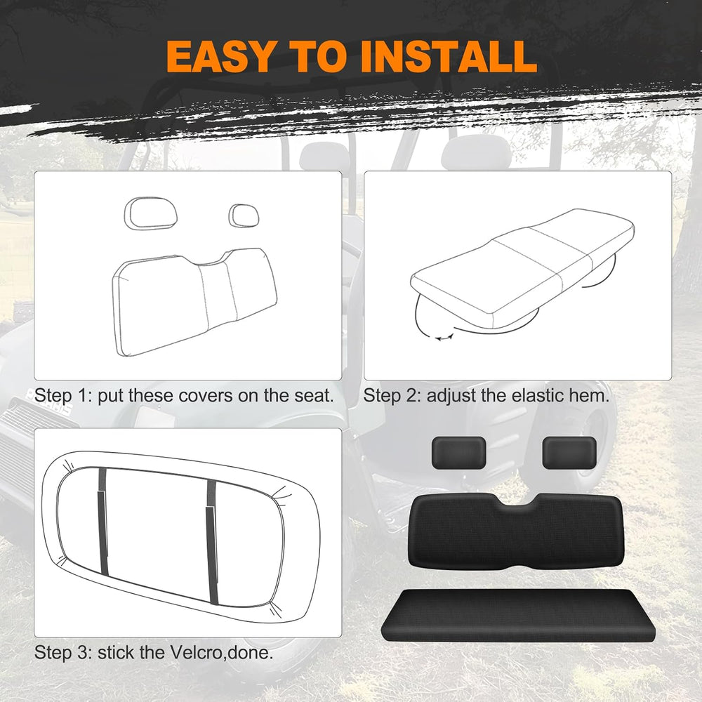 UTV Seat Cover for 2002-2008 Polaris Ranger 500 700 800, 1680D Black 4 PCS
