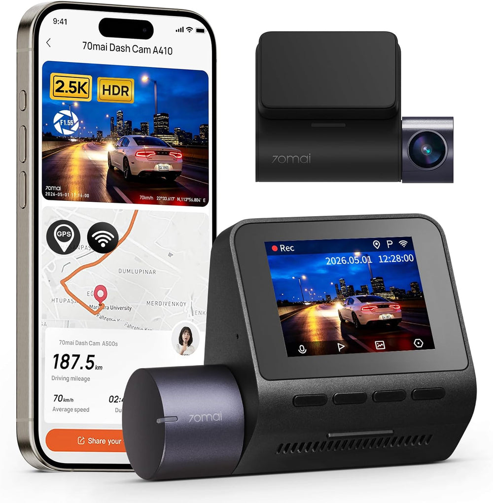 70mai 2.5K Dash Cam Front, F1.55, Night Vision, Wi-Fi GPS