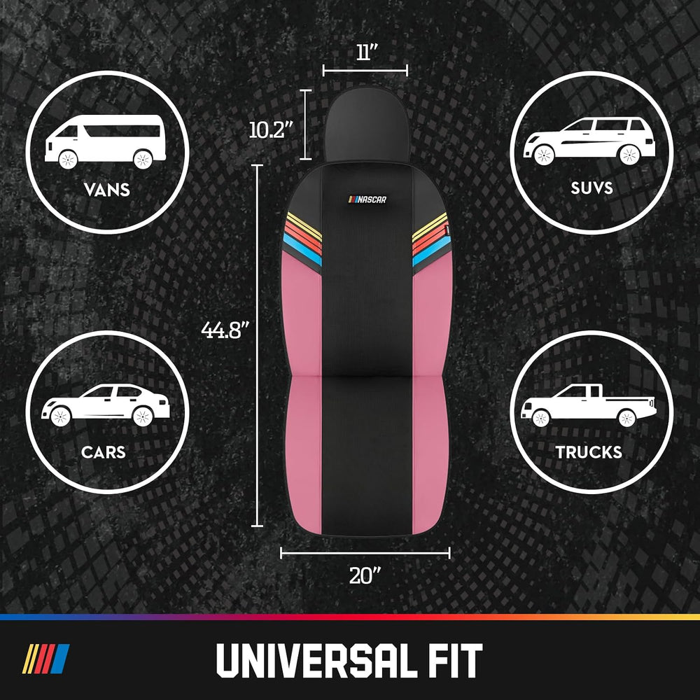 NASCAR Car Seat Covers, Pink Leather and Mesh Seat Covers, Universal Fit Fron...