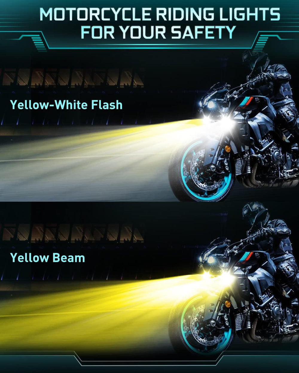 CO LIGHT 100W Motorcycle Fog Lights 3,0000 LM Amber White Strobe Pod - 5 Mode...