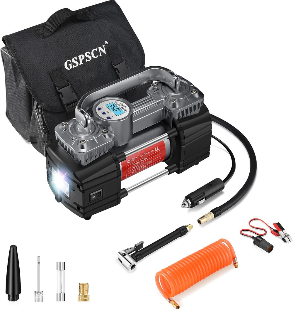 GSPSCN Heavy Duty Digital Tire Inflator 12V Portable Air Compressor Pump