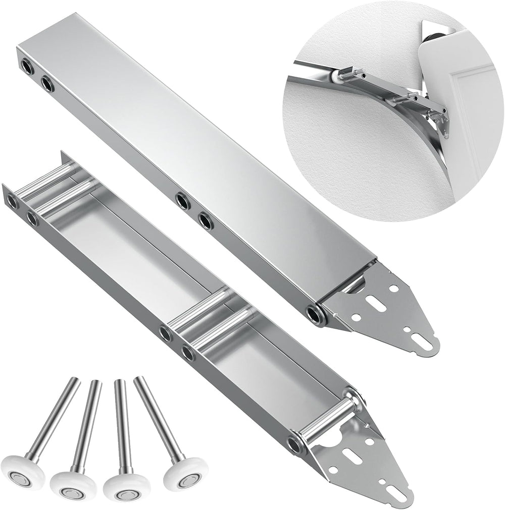 1 Pair Garage Door Quick Turn Top Fixture Brackets with 4 Nylon Rollers, Heav...