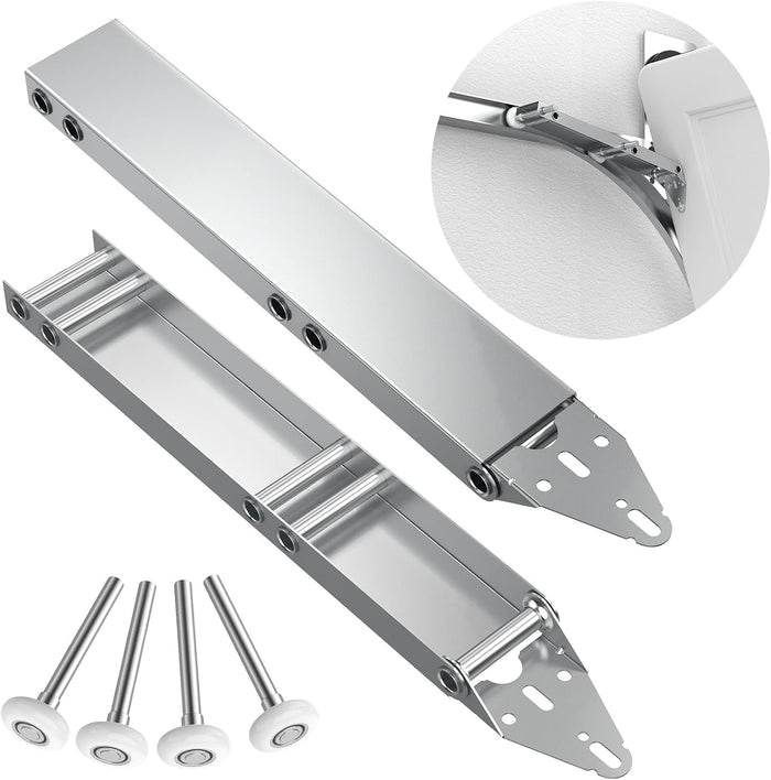 1 Pair Garage Door Quick Turn Top Fixture Brackets with 4 Nylon Rollers, Heavy-Duty Steel Hardware for Low Headroom Garages, Improved Reinforced Packaging, Rust-Resistant & Ultra-Quiet Operation