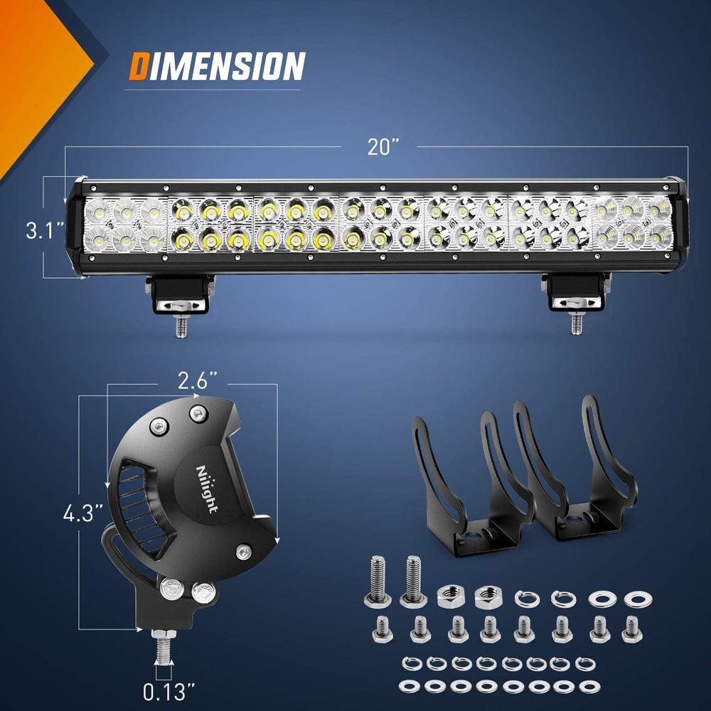 Nilight LED Light Bar 2Pcs 20Inch 126W 8820 LM Off Road Driving Lights Spot F...