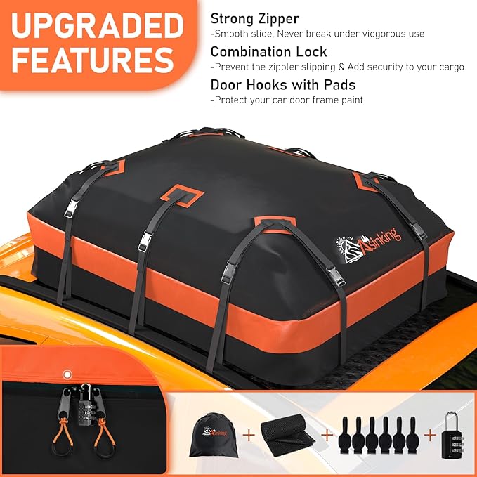 Asinking Car Roof Bag Rooftop top Cargo Carrier Bag 15 Cubic feet Waterproof