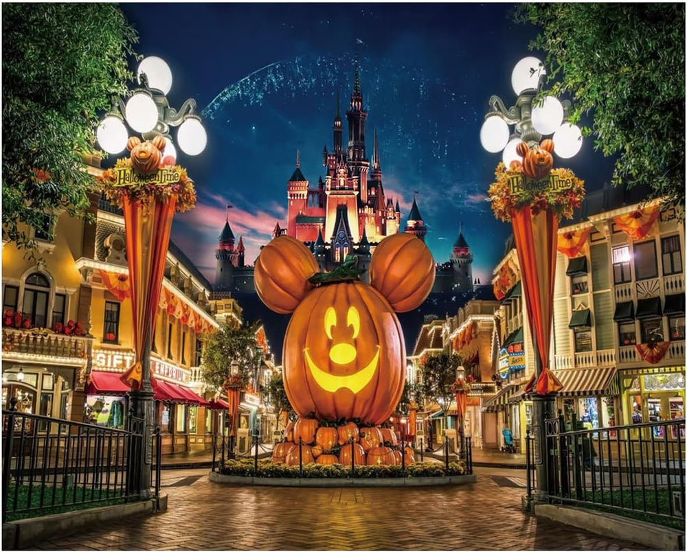 10X8FT Halloween Pumpkin Backdrop Night Street Backdrop Travel Happy Hallowee...
