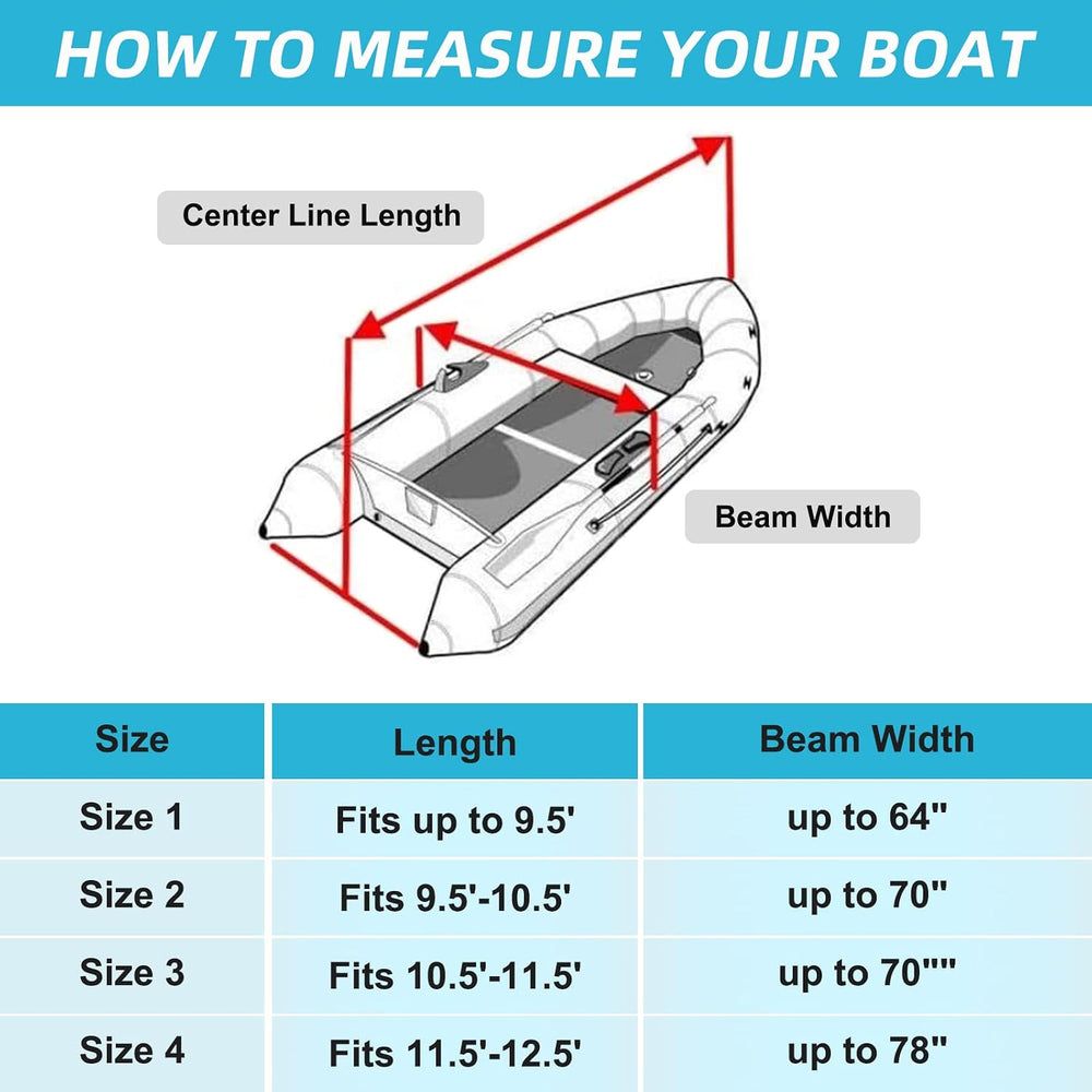 600D Marine Grade Fade and Tear Resistant Dinghy Cover, Silver 10.5'-11.5...