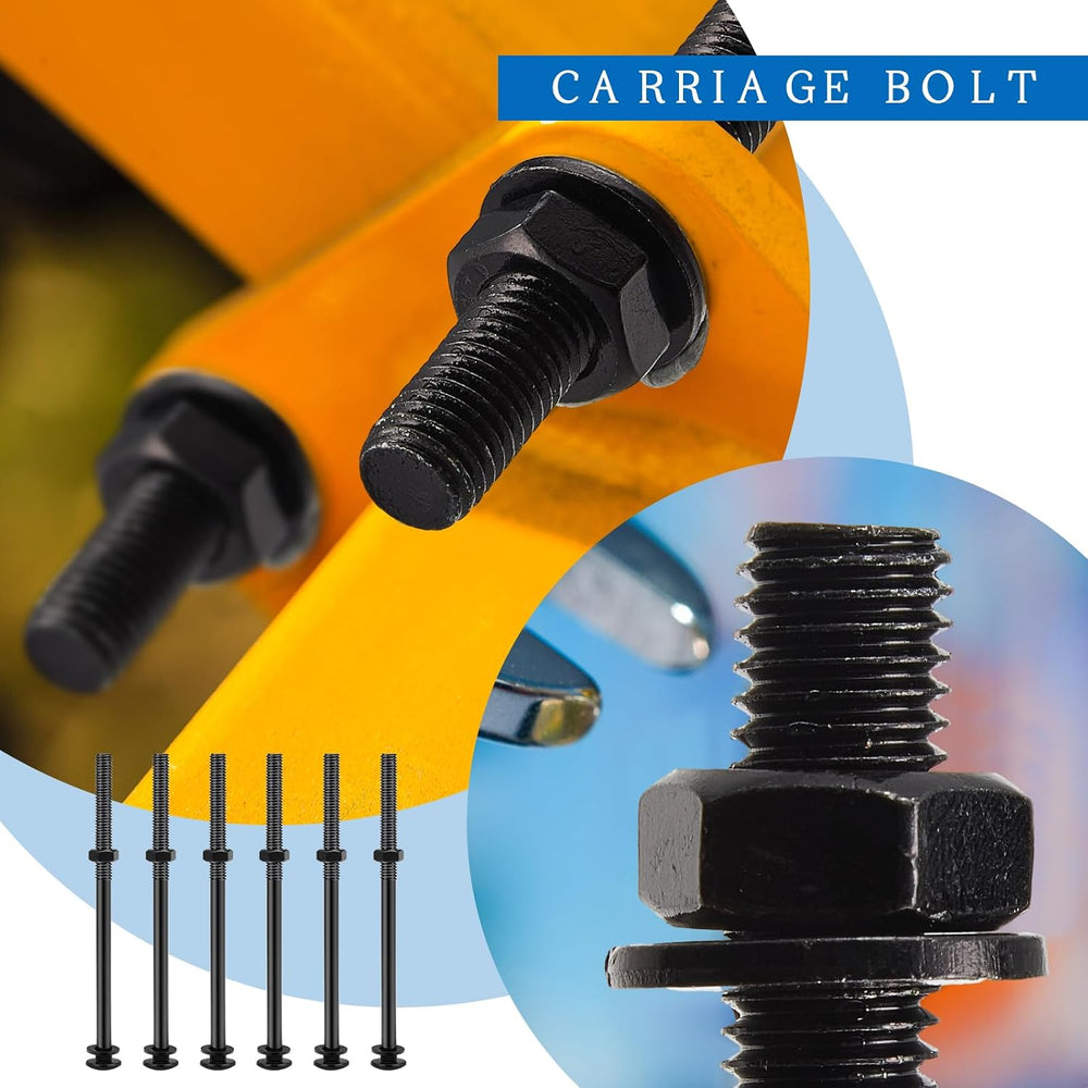 Zonon 24 Sets Carriage Bolt, Black, 1/2 x 8 Inch