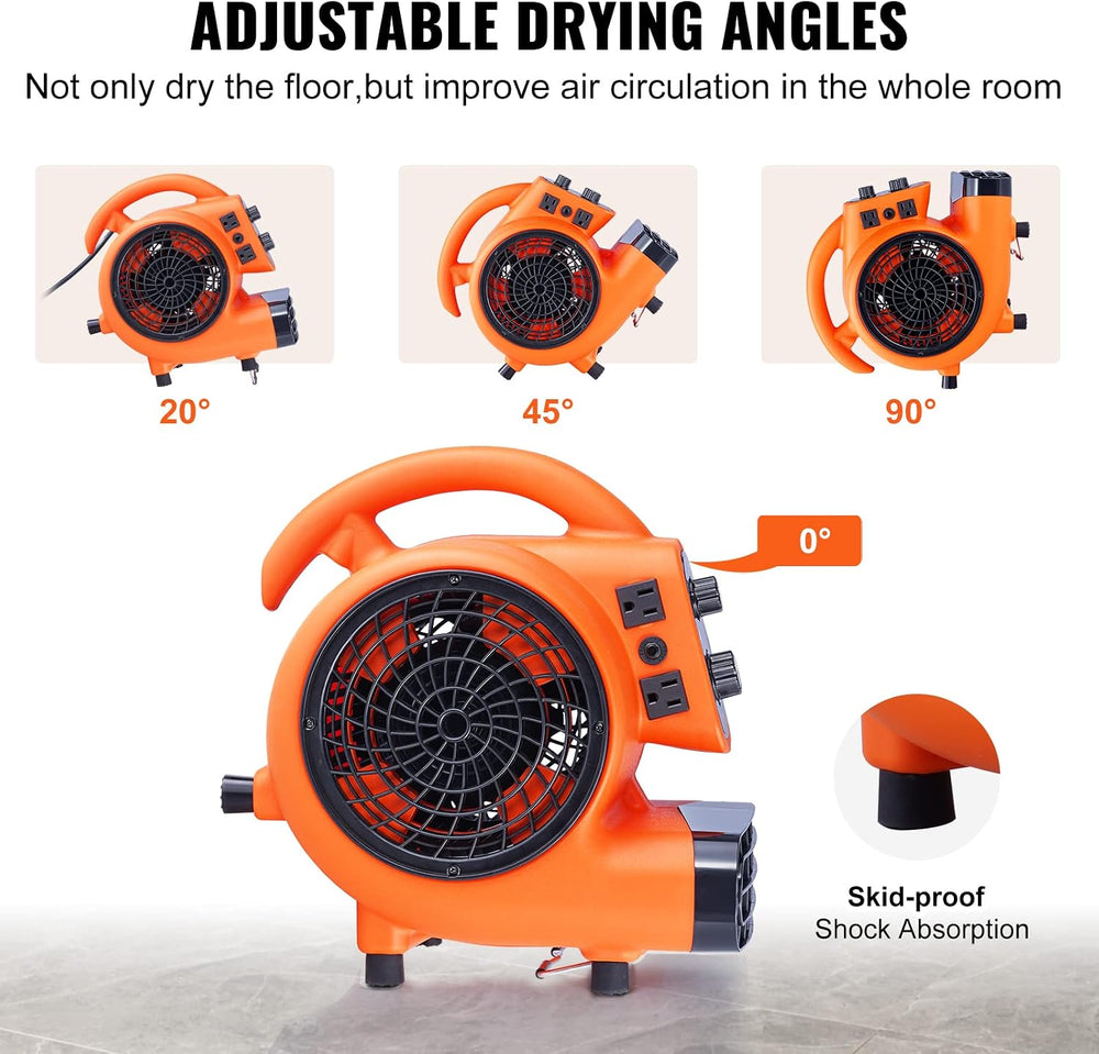 VEVOR Air Mover, 1/4 HP 1000 CFM Carpet Dryer for Cooling and Ventilating