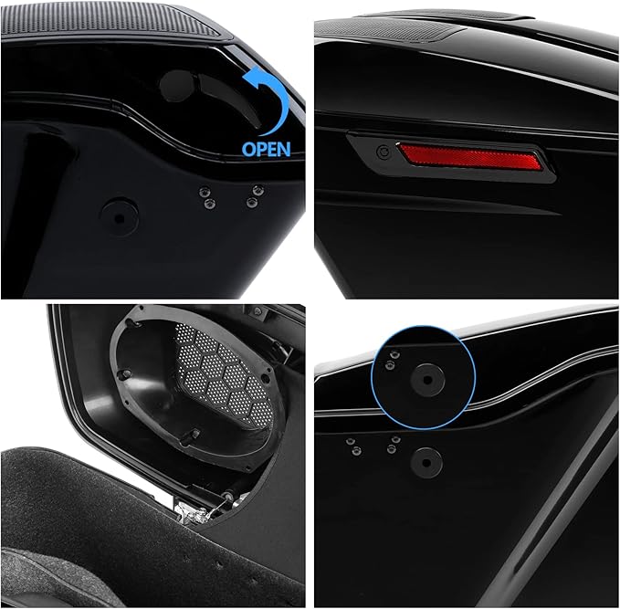 XFMT Motorcycle 5" Stretched Hard Saddlebags W/ 6 x 9 Inches Speaker Lids