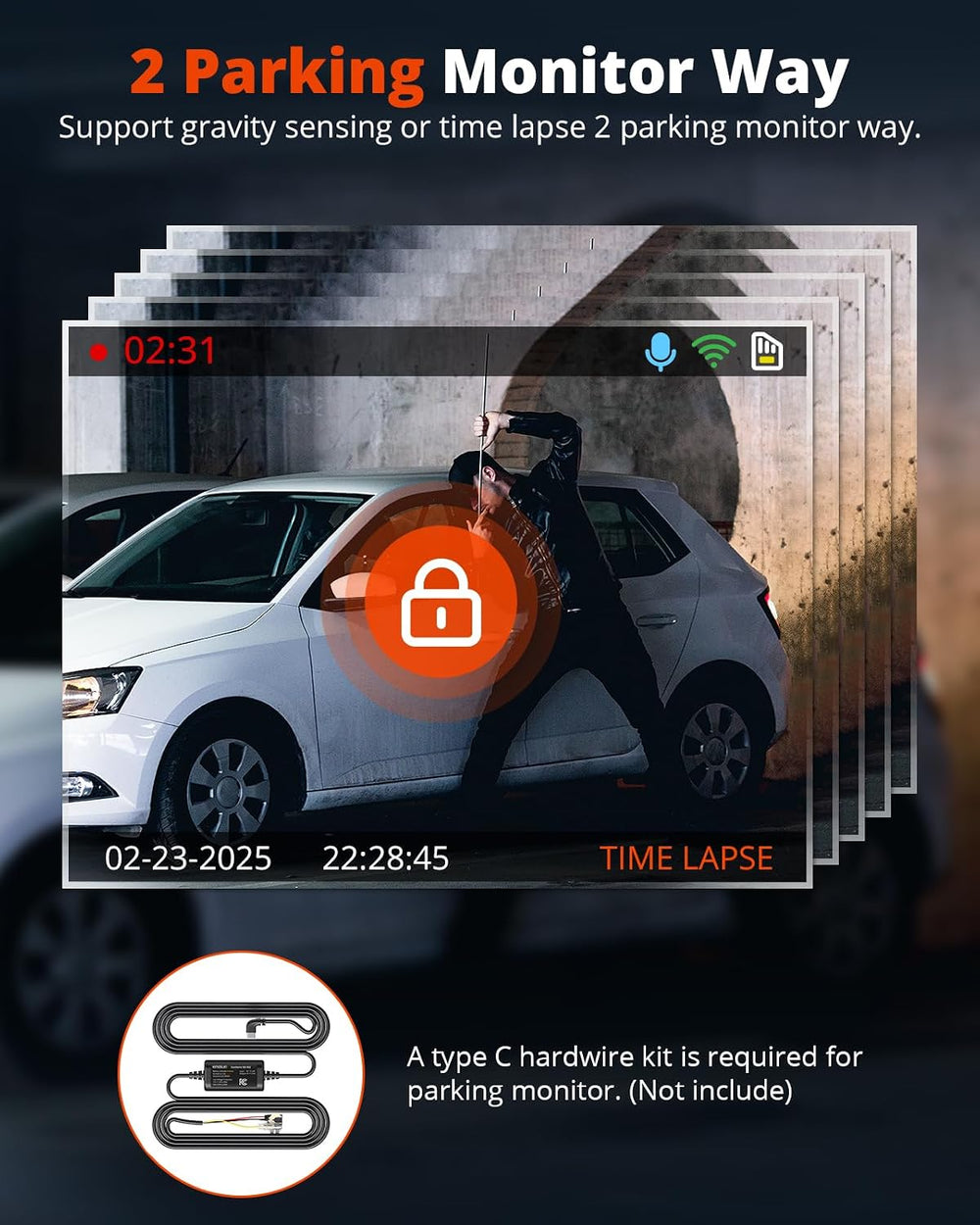 Wireless Dash Cam Front and Rear 2K, WiFi APP Dash Camera for Cars with 1.5&#...