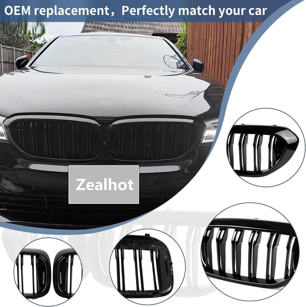 G30 Grille, Black Front Kidney Grille Grill Compatible with BMW 2017-2020 5 S...
