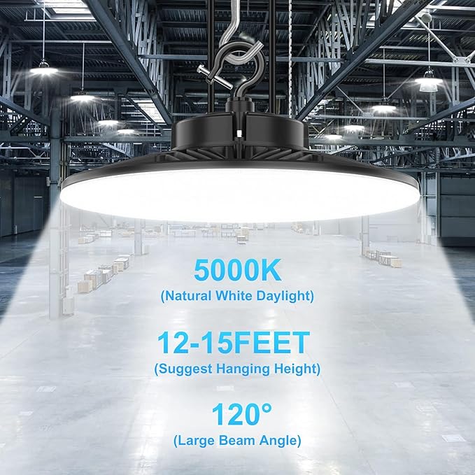 480V LED High Bay Light UL DLC Listed 150W 100W 80W Adjustable 5000K UFO Light