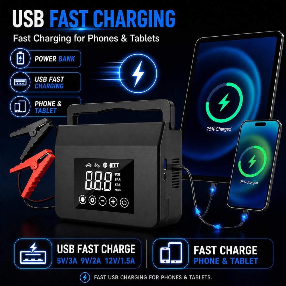 4000A Portable Jump Starter, Car Battery Jump Starter with Air Compressor