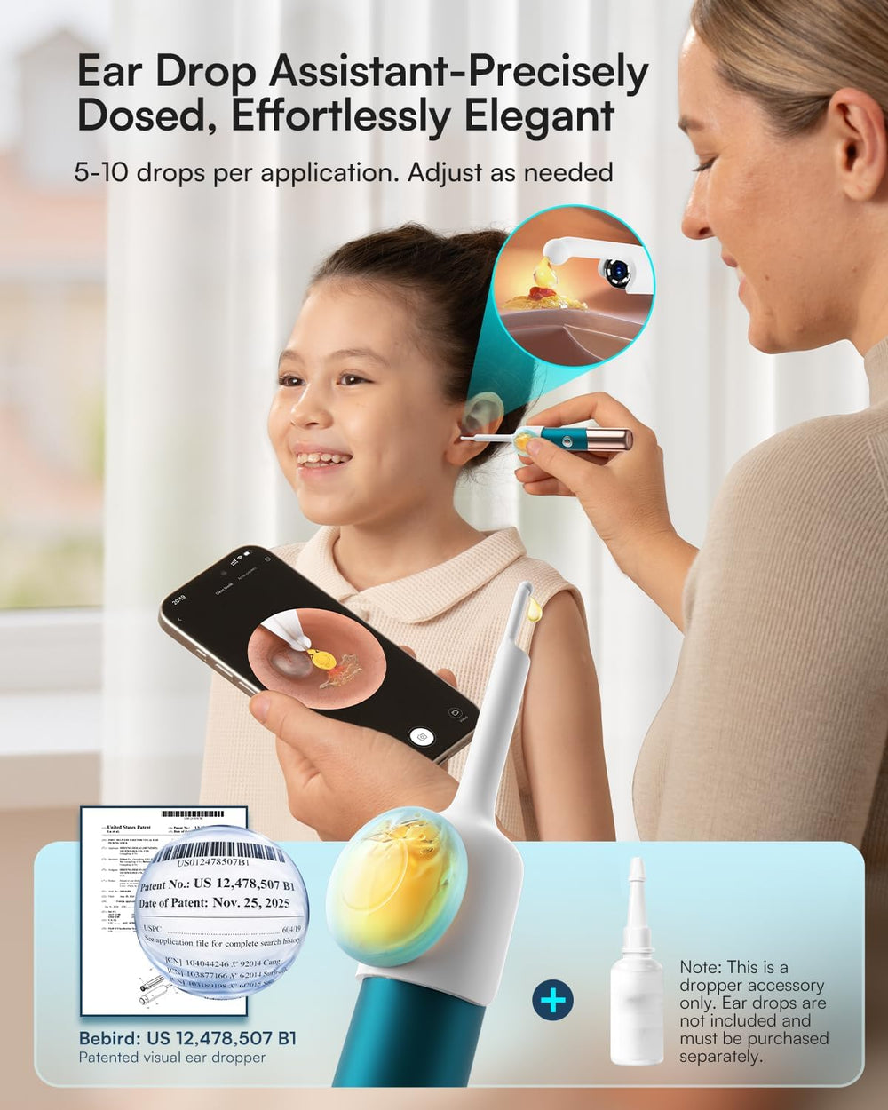 Bebird Ultra 2K Ear Wax Removal Tool Camera:Painless Tweezers & Dropper Kit
