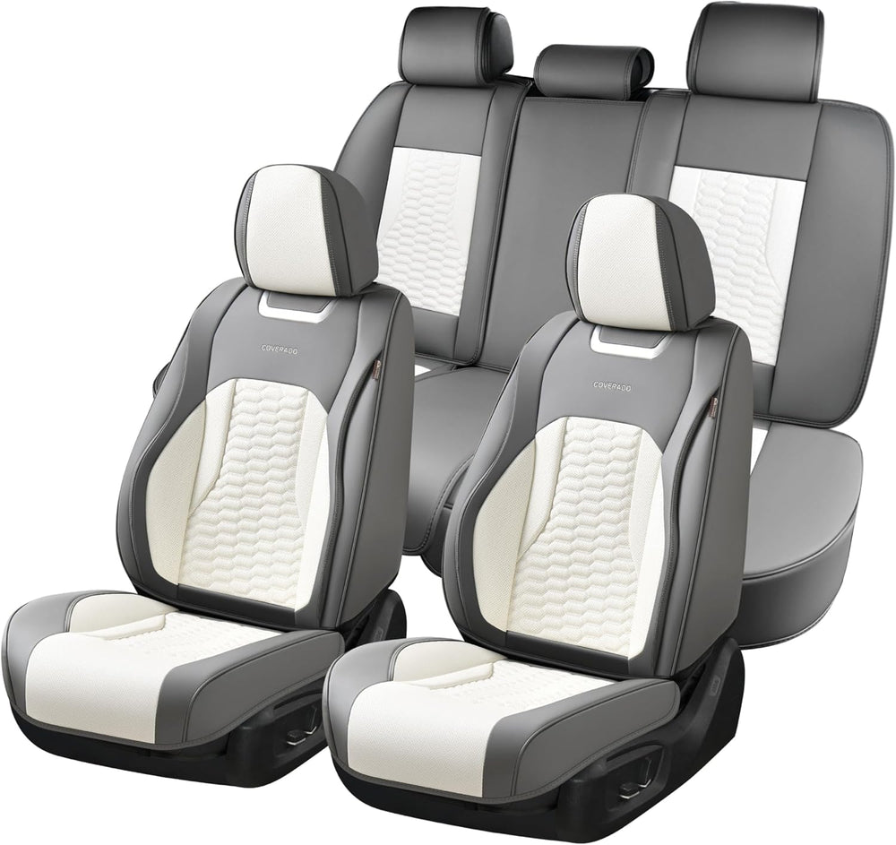 Coverado Seat Covers for Cars, Luxury Leather Seat Covers Full Set, Waterproo...