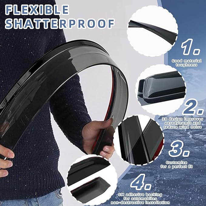Window Visors Rain Guards fits 2017-2025 Pacifica, Out-Channel Window Wind
