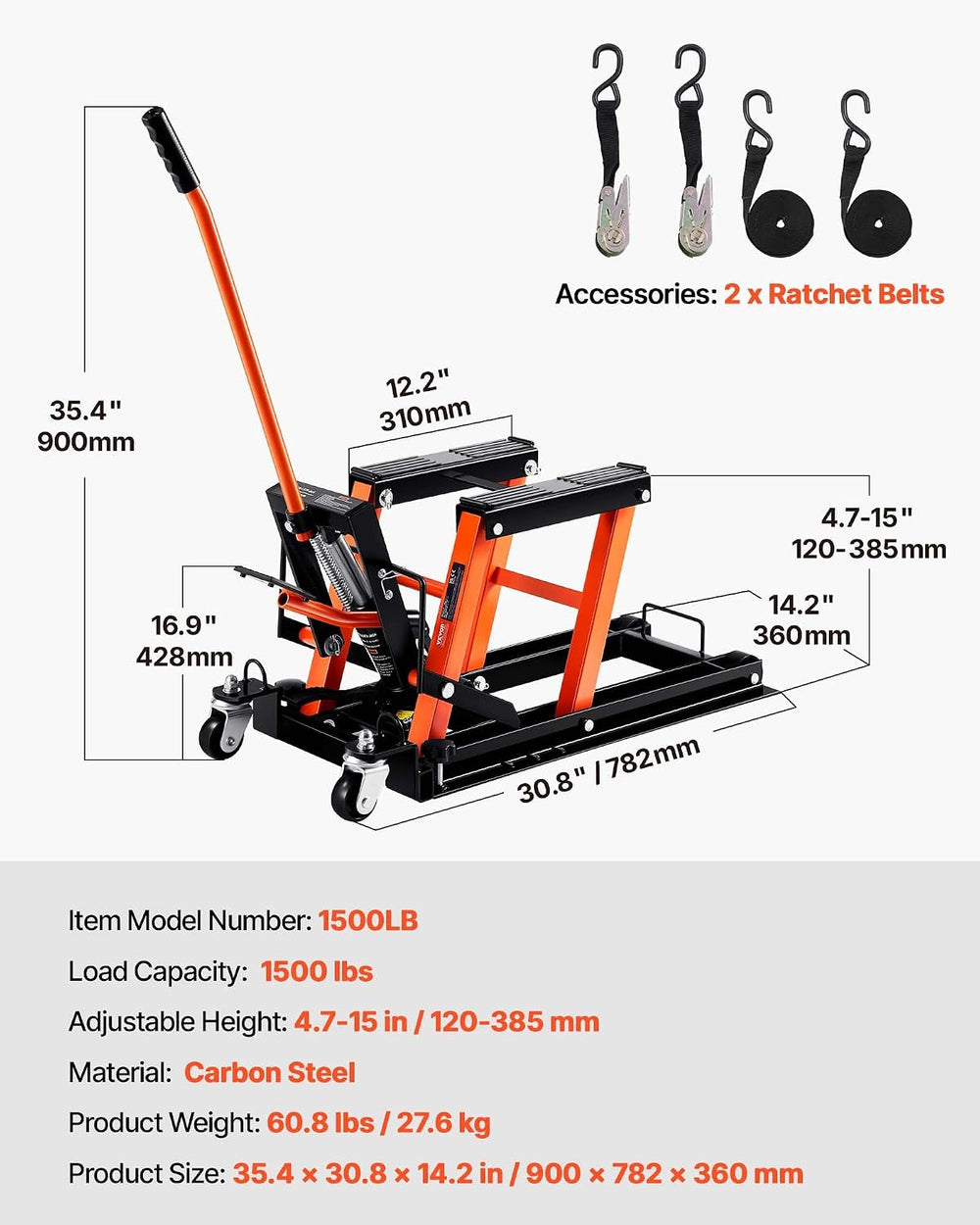 VEVOR Hydraulic Motorcycle Lift Jack 1500 LBS Capacity ATV Scissor Lift Jack ...
