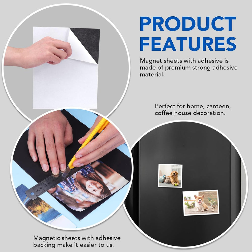 Magnetic Adhesive Sheets,8" x 10" 50 Pack Flexible Magnets for Craft