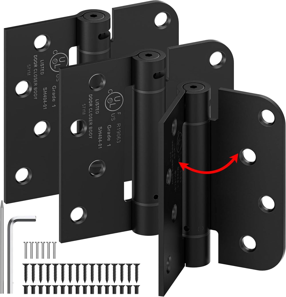 3-Pack 4 Inch Self Closing Door Hinges,Square & 5/8" Radius Corners,...