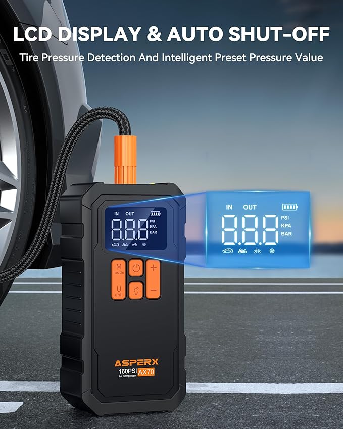 Tire Inflator Portable Air Compressor- 160PSI & 10000mAh Portable Air Pump