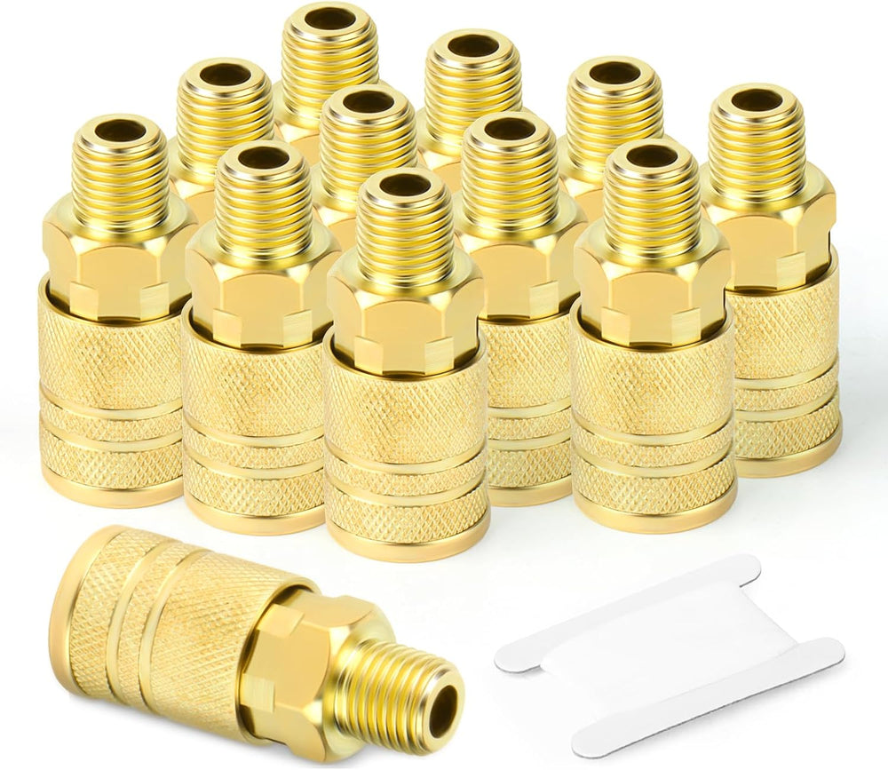 GASHER 12PCS 1/4-Inch Male Industrial Coupler,1/4 Inch NPT Male Threads Size,...