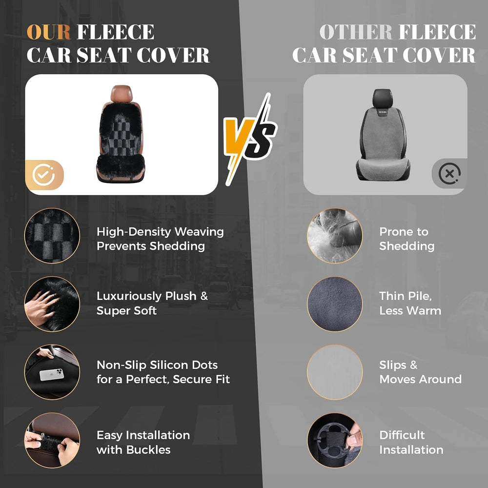 Coverado Fluffy Fur Car Seat Covers, Luxury Thickened Plush Car Seat Cushion ...