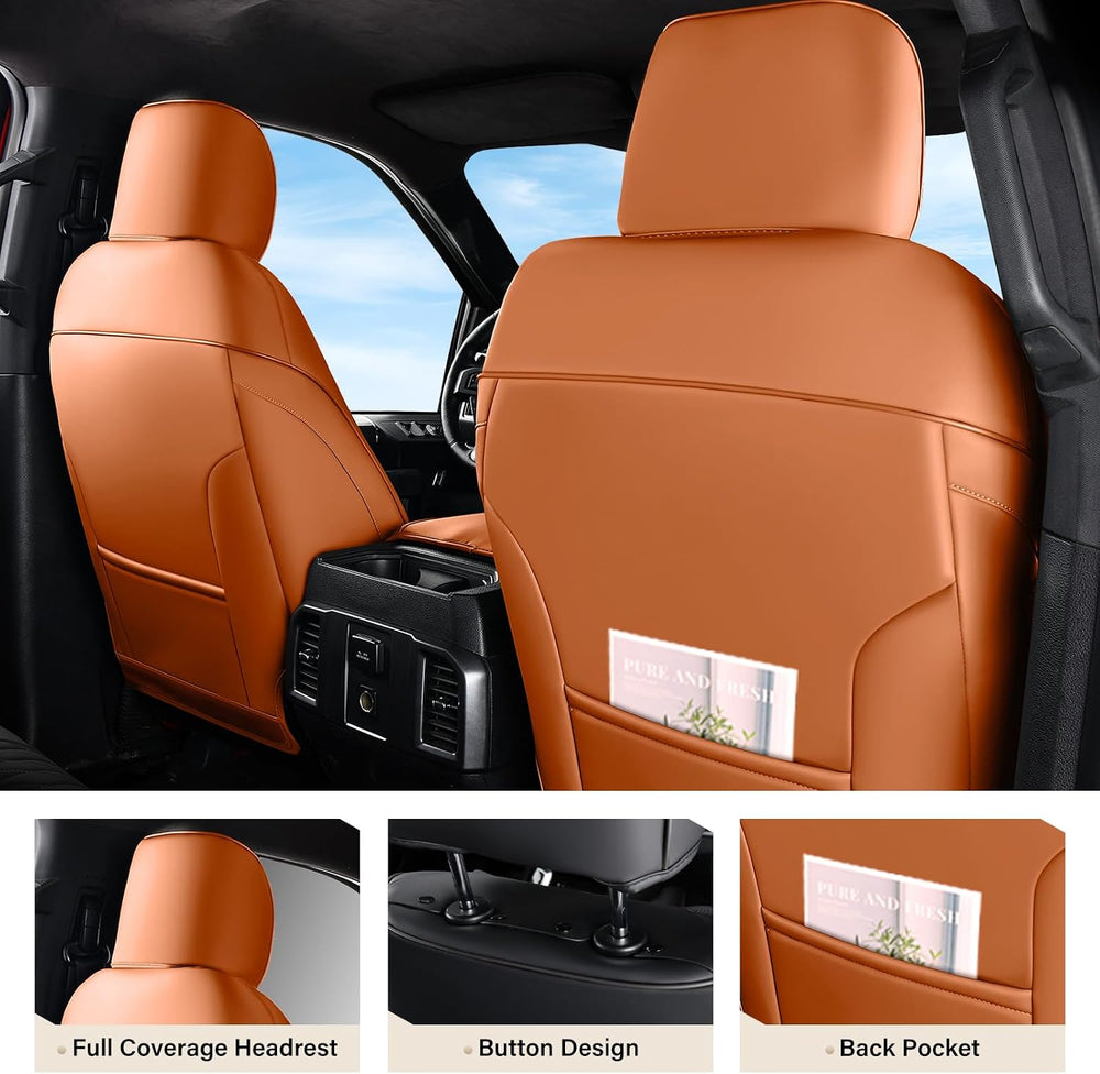 Coverado Premium Leather Full Set Seat Covers Waterproof Heavy-Duty Protector...