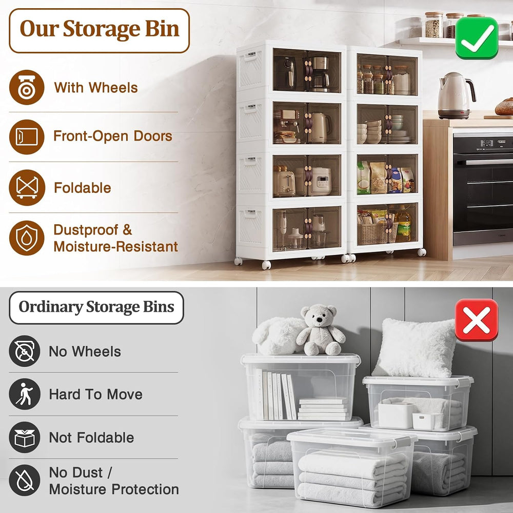 4Tier 212QT Stackable Storage Bins With Lids Closets, 4 Pack, White