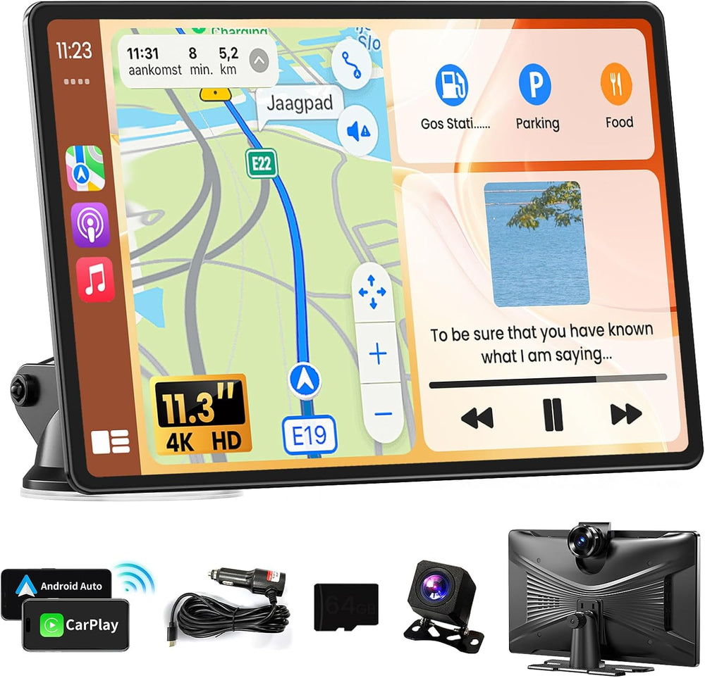 Portable Apple Carplay Screen for Car, 11.3" Extra Large Wireless Car Pl...
