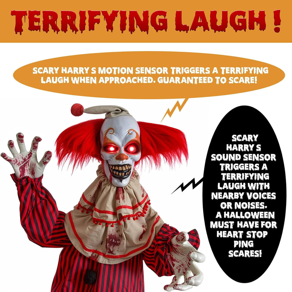 Presence 72" Halloween Decorations Outdoor - Standing Animatronic Clown ...