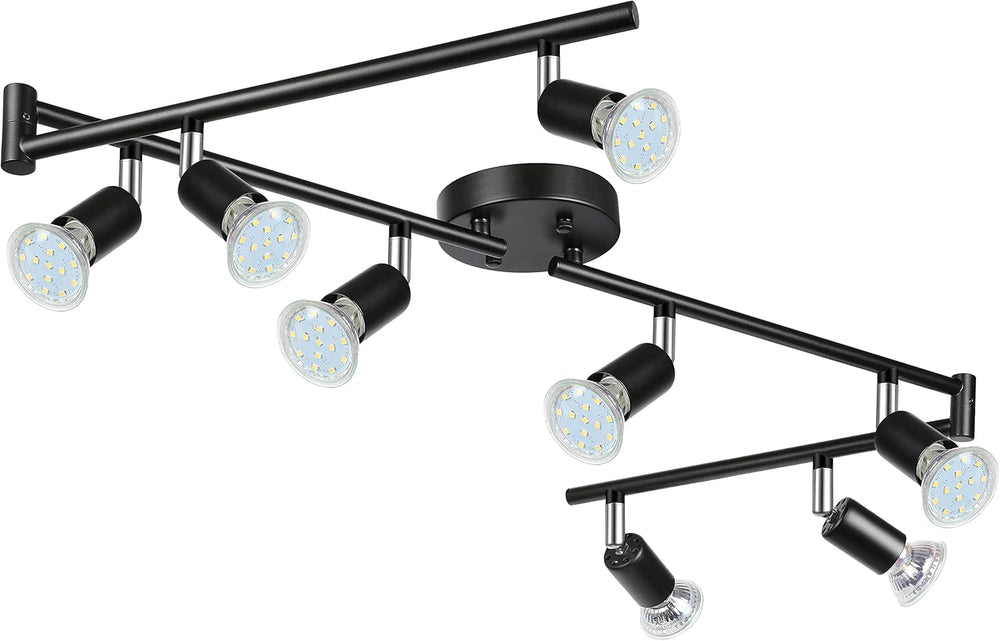 Unicozin LED 8 Light Track Lighting Kit, 54.13'' Black 8 Way Ceiling ...